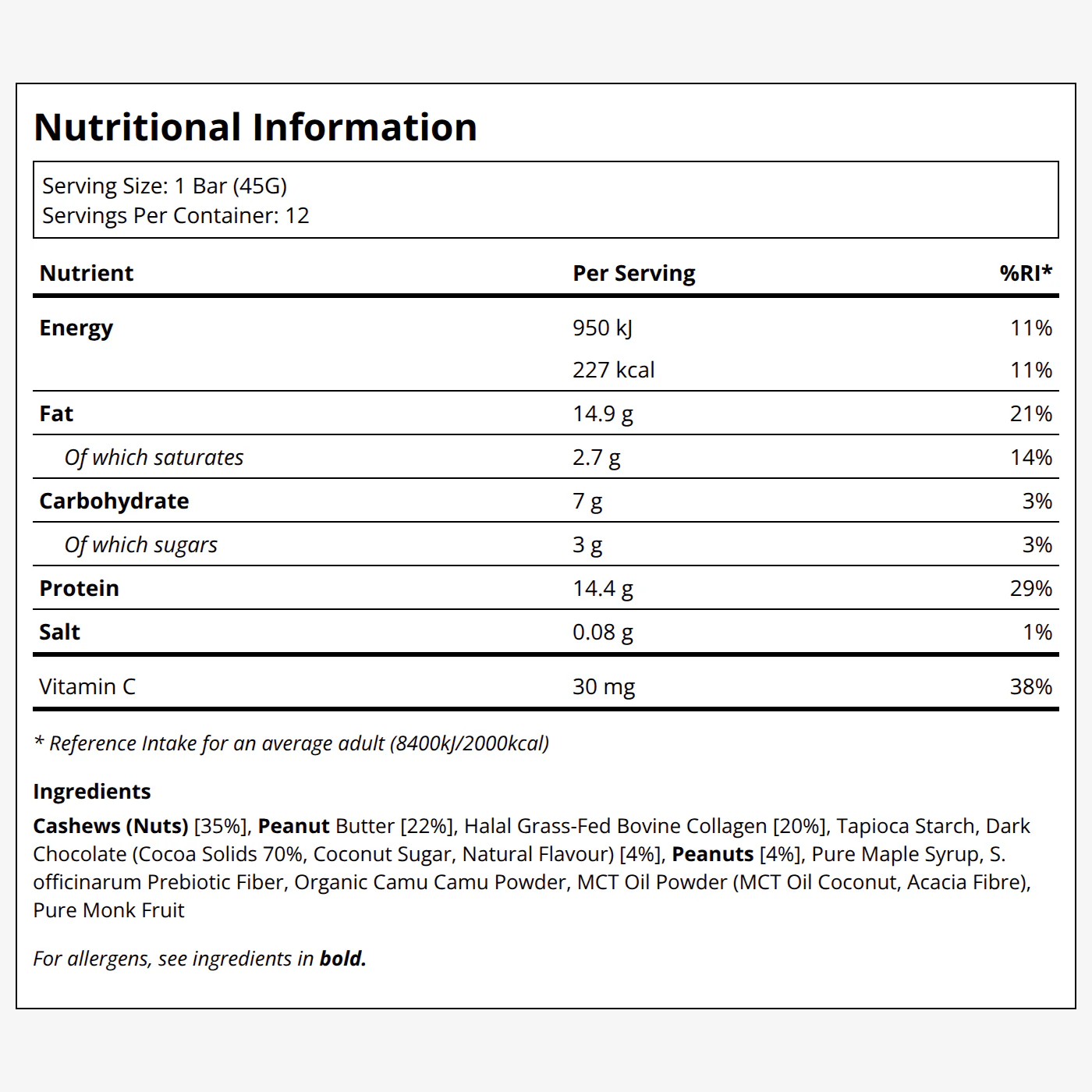 Collagen Protein Bar - Chocolate Peanut Butter - Image 2