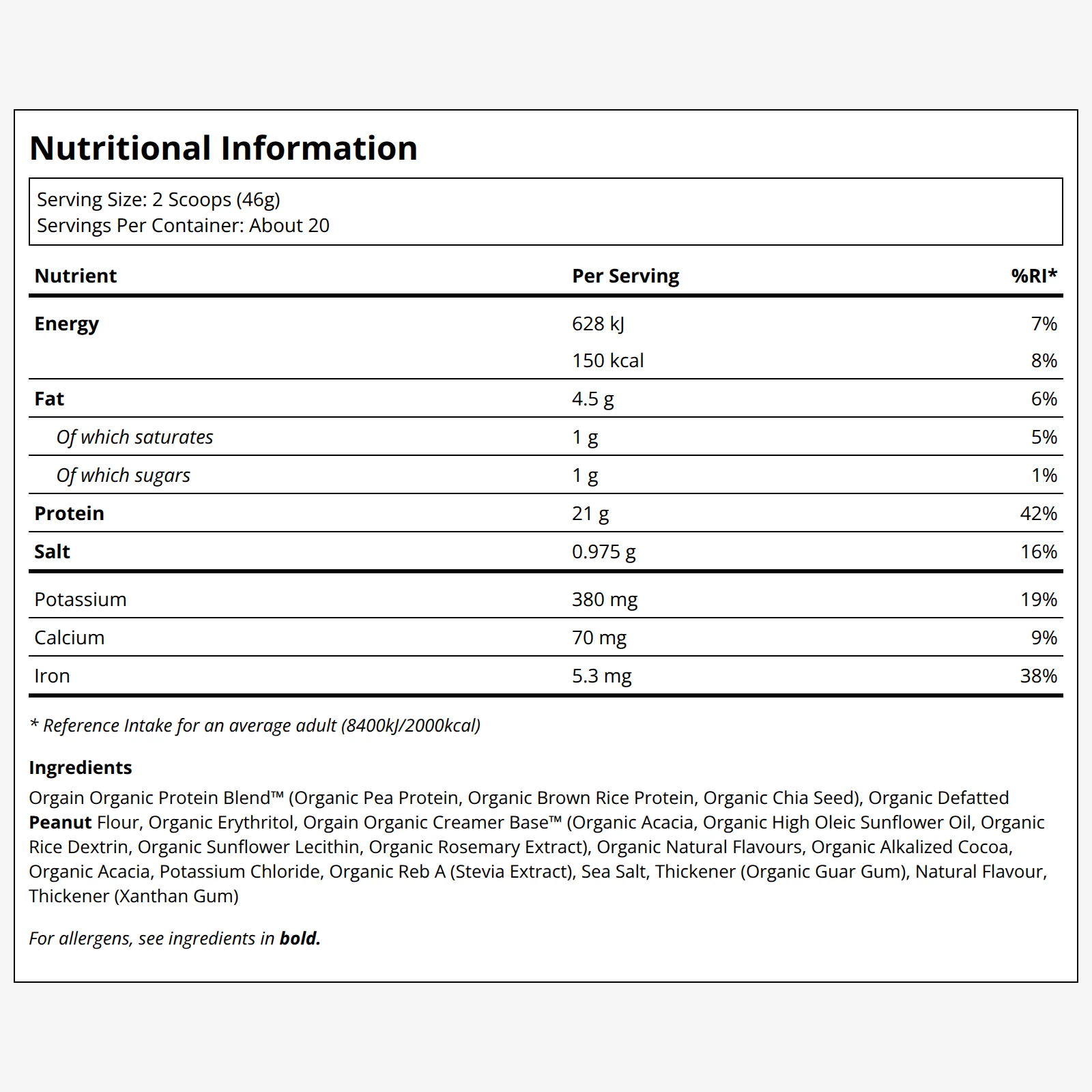 Organic Protein Powder - Chocolate Peanut Butter - Image 2