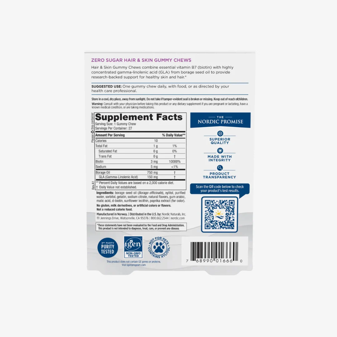 Zero Sugar Hair & Skin Gummy Chews - Image 3
